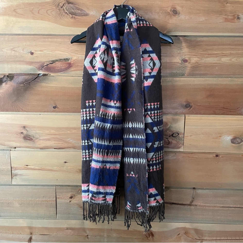 Blanket Scarf - Blue & Pink